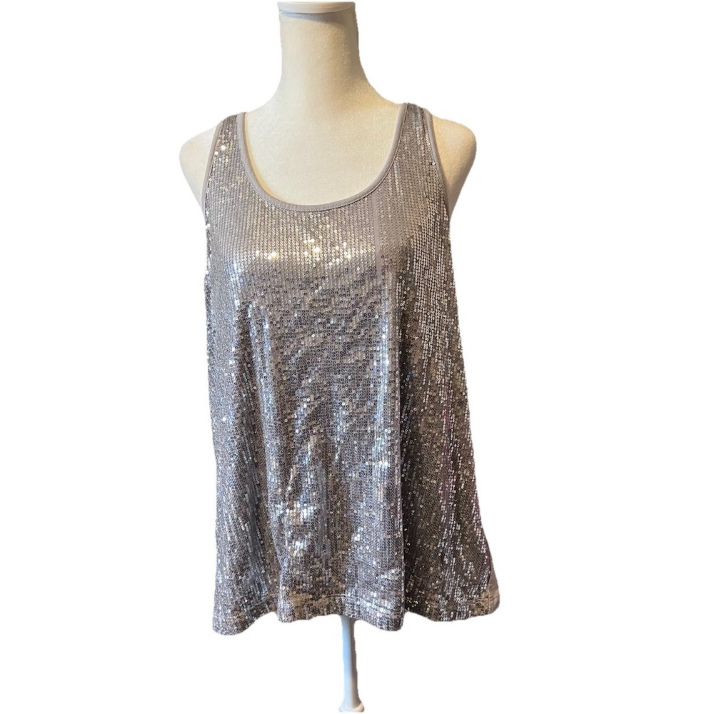 Xhilaration Silver Sequin Sparkle Y2K Hannah Montana  Tank Top Women's Size L